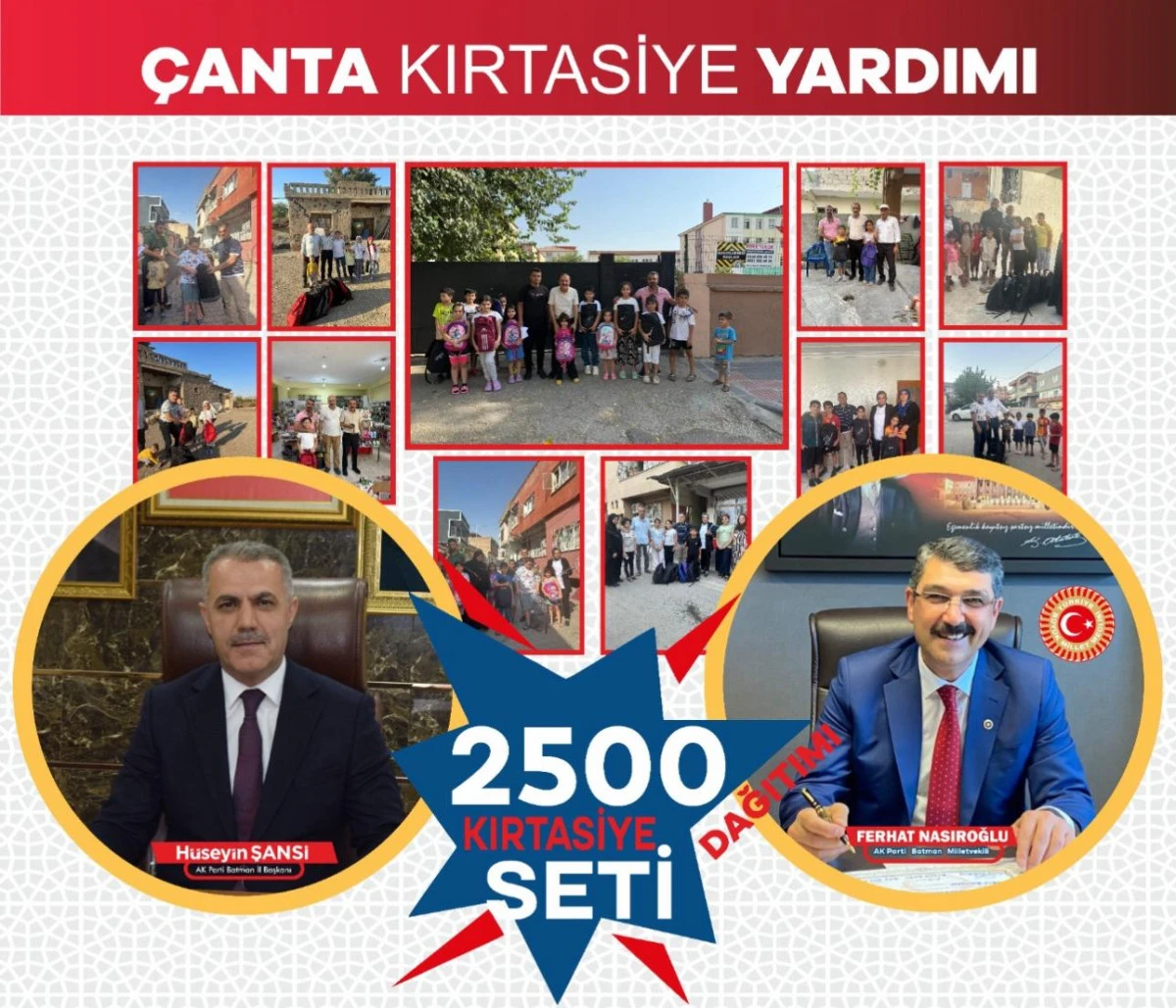 AK PARTİ BATMAN’DAN ÖĞRENCİLERE 2 BİN 500 KIRTASİYE SETİ