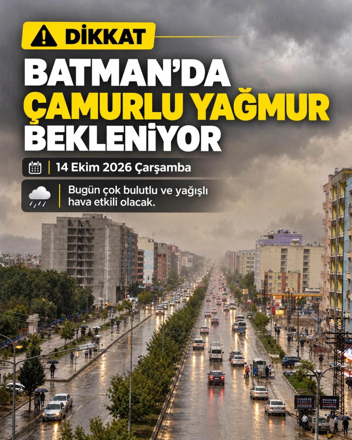 BATMAN&rsquo;DA BUG&Uuml;N YAĞIŞ BEKLENİYOR