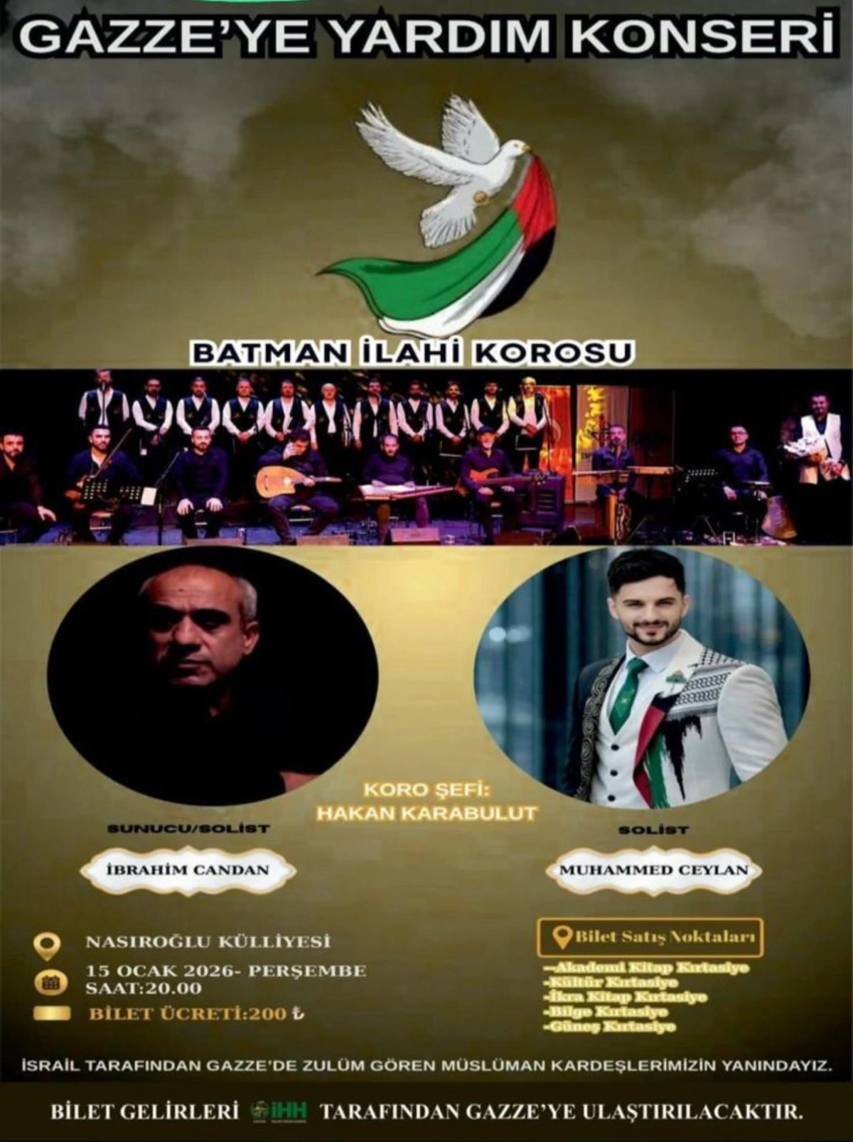 BATMAN&rsquo;DA GAZZE İ&Ccedil;İN ANLAMLI KONSER: GELİRİ FİLİSTİN&rsquo;E G&Ouml;NDERİLECEK