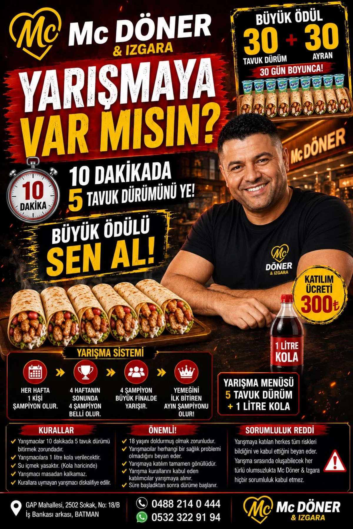 BATMAN&rsquo;DA İŞTAHLARI KABARTAN YARIŞMA, 10 DAKİKADA D&Uuml;R&Uuml;MLERİ BİTİRENE B&Uuml;Y&Uuml;K &Ouml;D&Uuml;L!