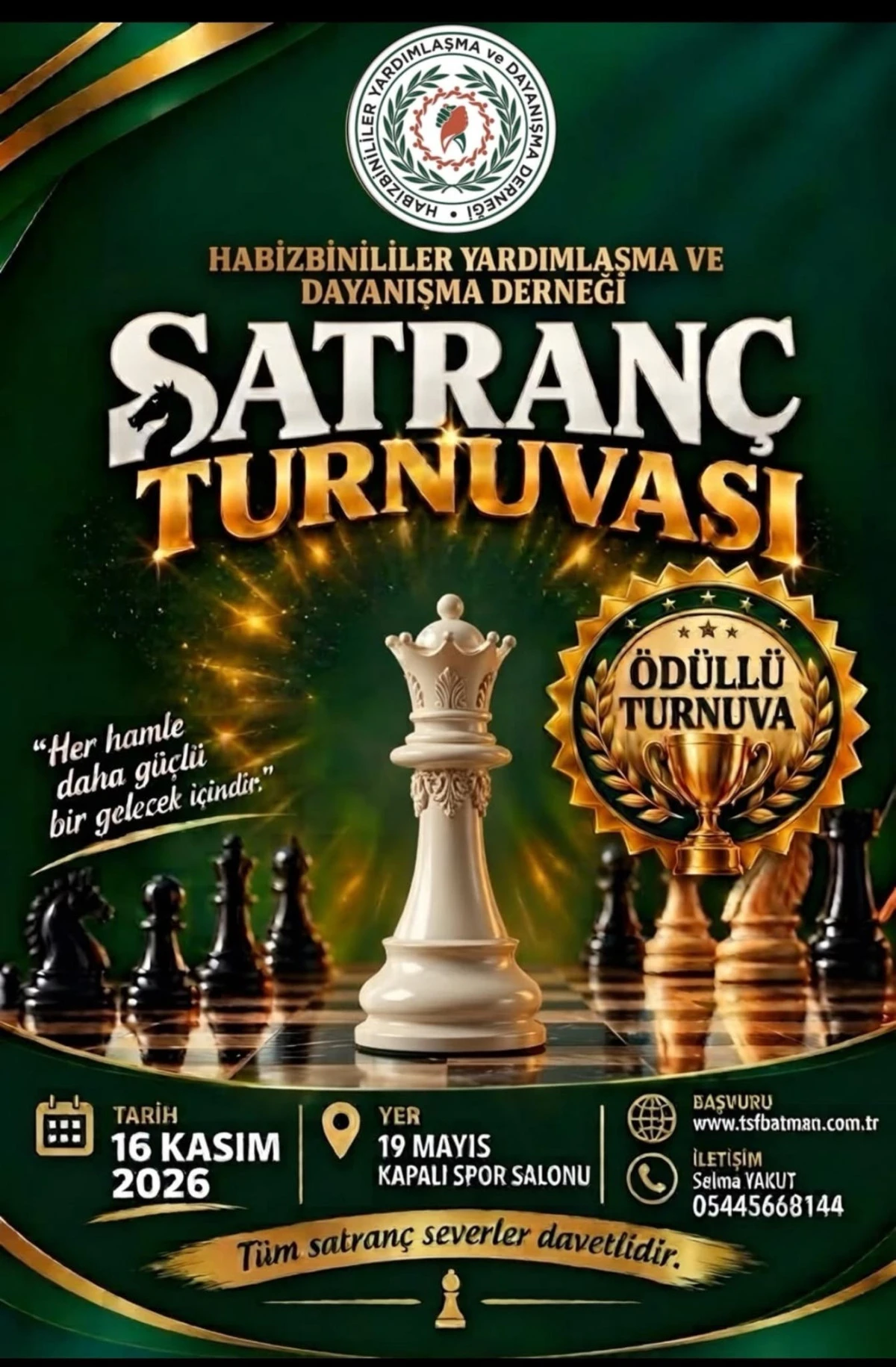 Habizbinililer Derneği&rsquo;nden &Ouml;d&uuml;ll&uuml; Satran&ccedil; Turnuvası